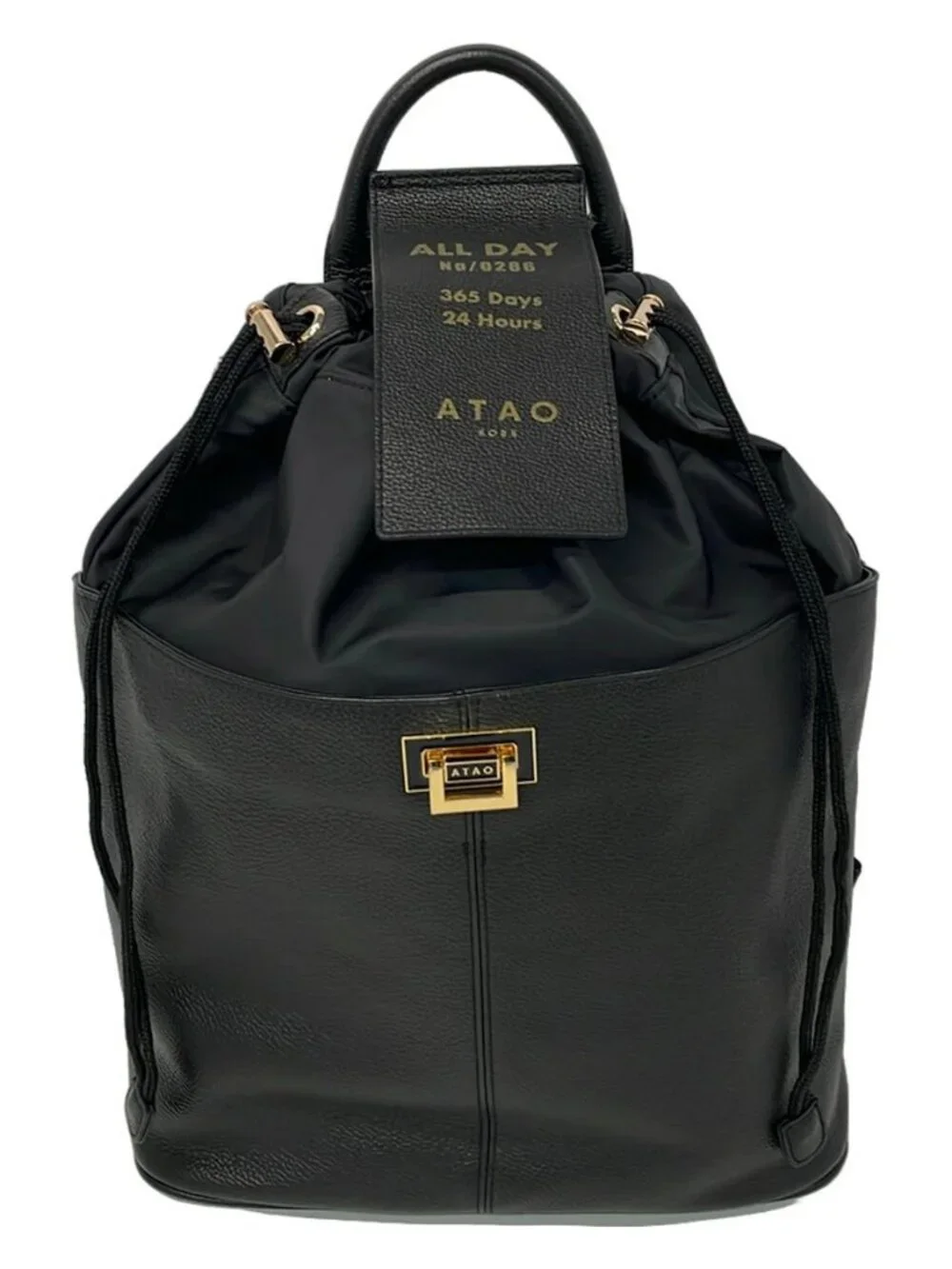 ATAO Black Nylon Leather Backpack